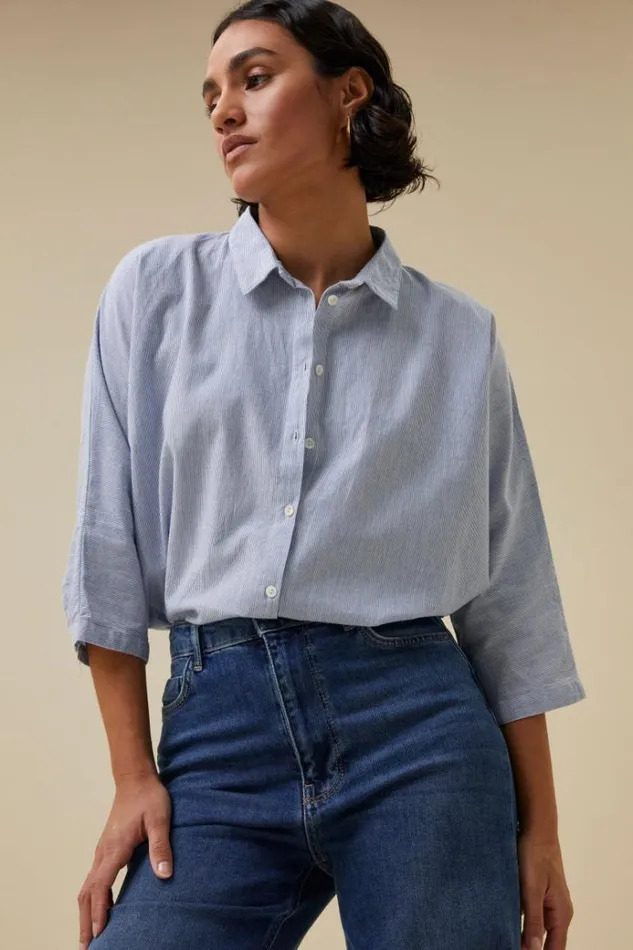 ByBar Blouses Vrouwelijk Norel Pin Stripe Blouse Indi Grey ByBar Blouses Vrouwelijk Norel Pin Stripe Blouse Indi Grey
