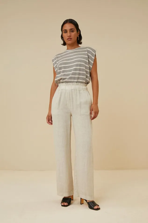ByBar Broeken Vrouwelijk Robyn Linen Pant Chalk