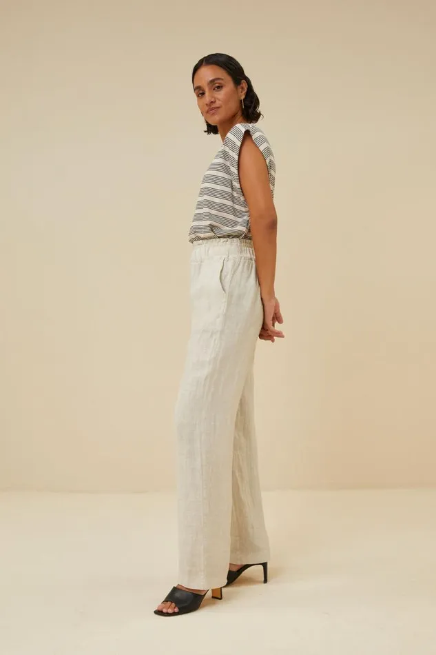 ByBar Broeken Vrouwelijk Robyn Linen Pant Chalk ByBar Broeken Vrouwelijk Robyn Linen Pant Chalk