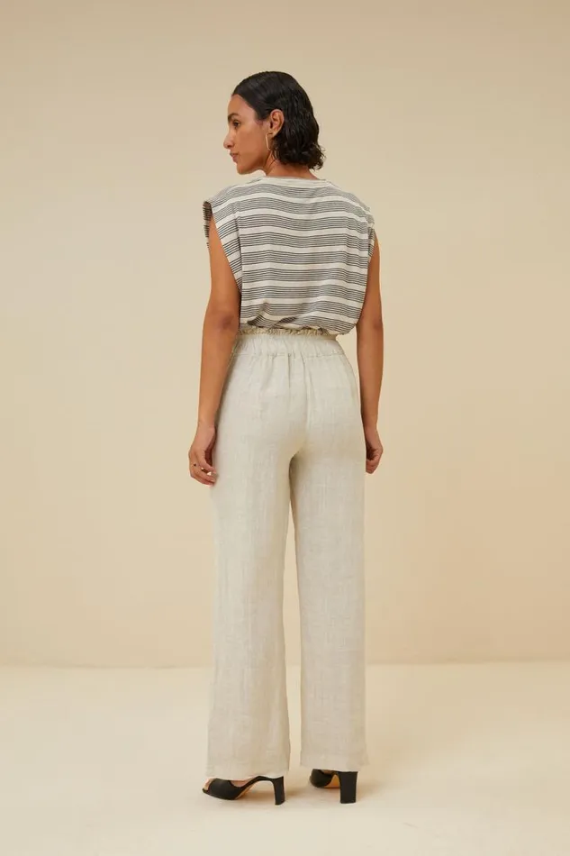 ByBar Broeken Vrouwelijk Robyn Linen Pant Chalk ByBar Broeken Vrouwelijk Robyn Linen Pant Chalk