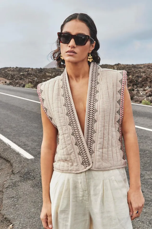 ByBar Gilets and Spencers Vrouwelijk Isla Handloom Jacket Bricks