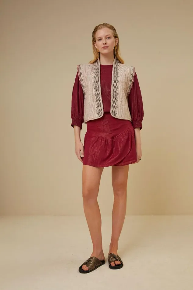 ByBar Gilets and Spencers Vrouwelijk Isla Handloom Jacket Bricks ByBar Gilets and Spencers Vrouwelijk Isla Handloom Jacket Bricks