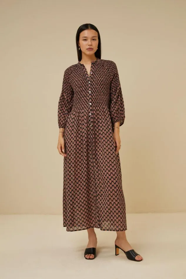 ByBar Jurken Vrouwelijk Loulou Leaf Dress Leaf Print