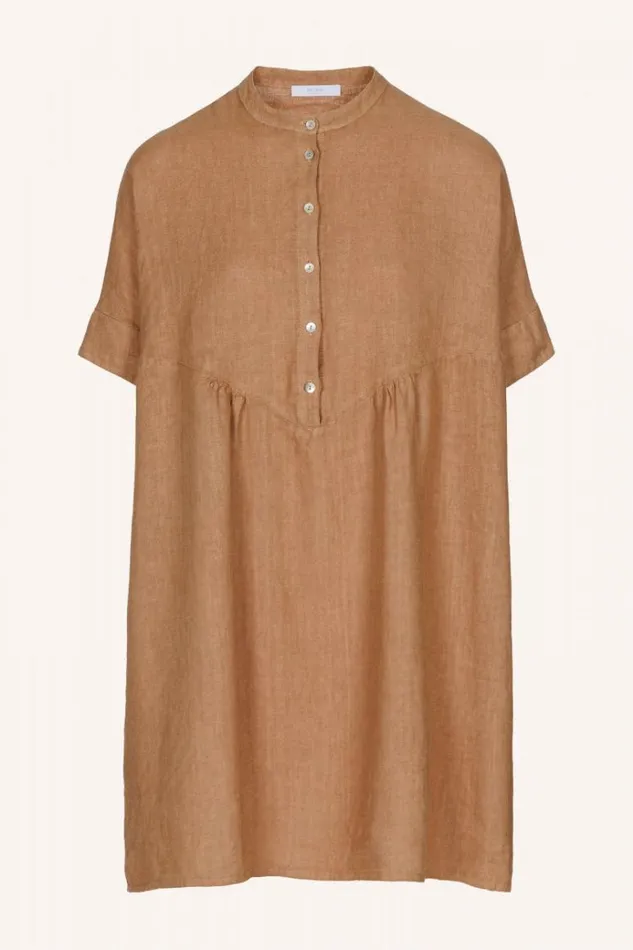 ByBar Jurken Vrouwelijk Tais Linen Dress Caramello ByBar Jurken Vrouwelijk Tais Linen Dress Caramello