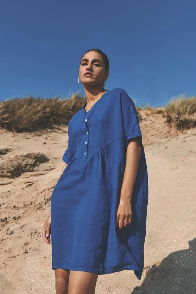 ByBar Jurken Vrouwelijk Tais Linen Dress Kingsblue ByBar Jurken Vrouwelijk Tais Linen Dress Kingsblue