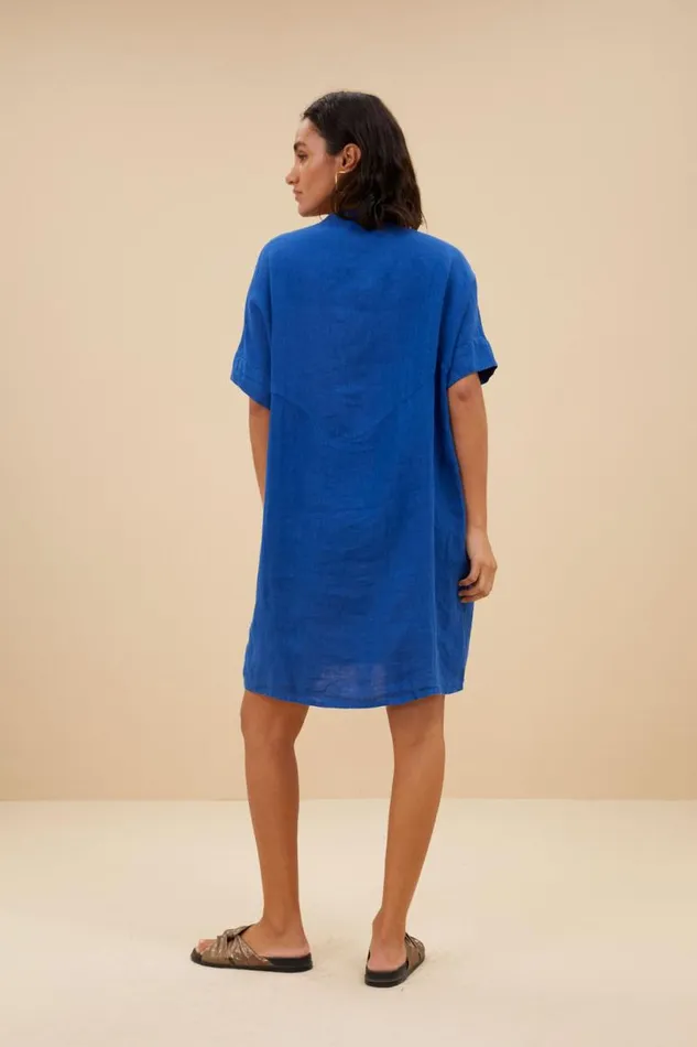 ByBar Jurken Vrouwelijk Tais Linen Dress Kingsblue ByBar Jurken Vrouwelijk Tais Linen Dress Kingsblue
