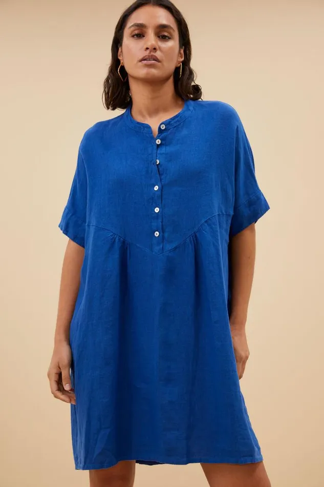 ByBar Jurken Vrouwelijk Tais Linen Dress Kingsblue ByBar Jurken Vrouwelijk Tais Linen Dress Kingsblue