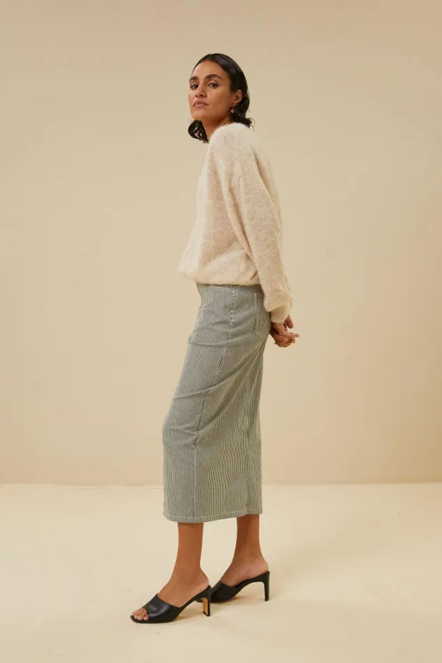 ByBar Rokken Vrouwelijk Elba Stripe Skirt Jet Black ByBar Rokken Vrouwelijk Elba Stripe Skirt Jet Black