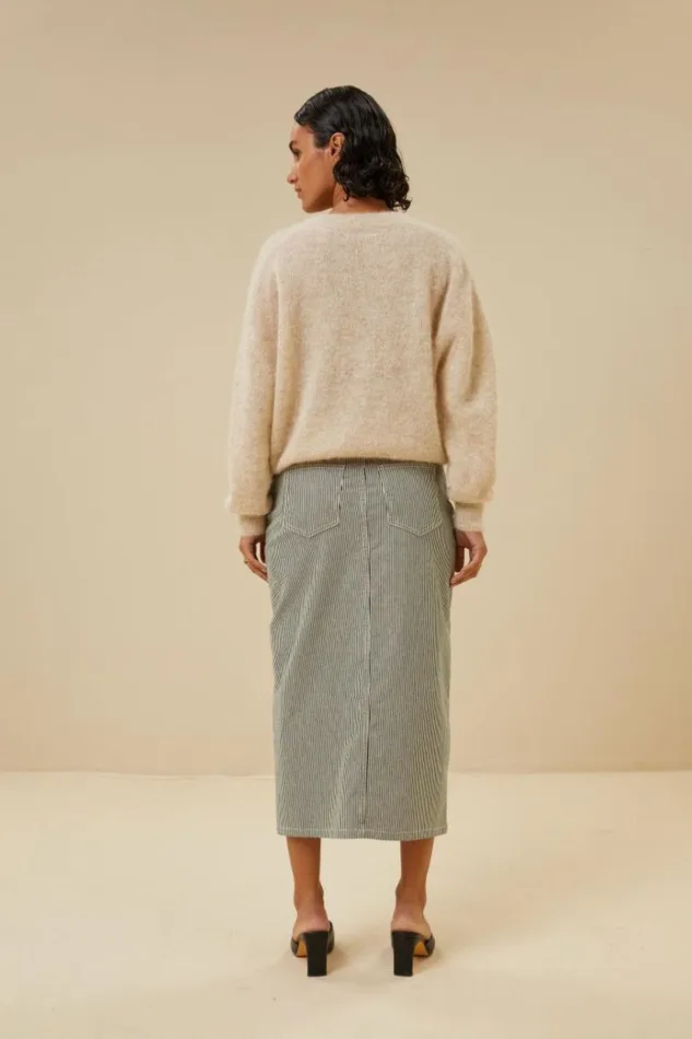 ByBar Rokken Vrouwelijk Elba Stripe Skirt Jet Black ByBar Rokken Vrouwelijk Elba Stripe Skirt Jet Black