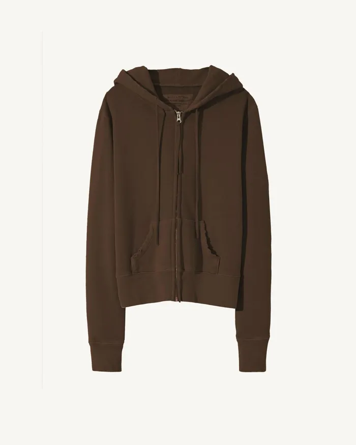 CALLIE ZIP UP HOODIE Cocoa Women Nili Lotan Knits and Sweaters