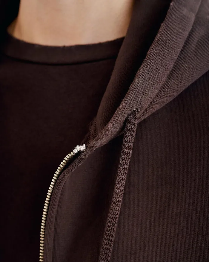 CALLIE ZIP UP HOODIE Cocoa Women Nili Lotan Knits and Sweaters