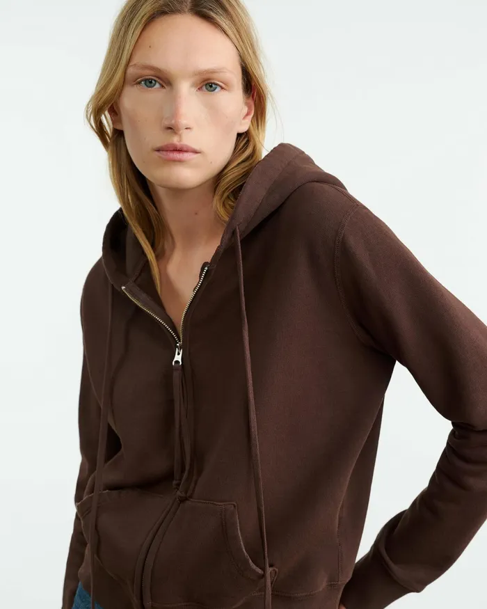 CALLIE ZIP UP HOODIE Cocoa Women Nili Lotan Knits and Sweaters