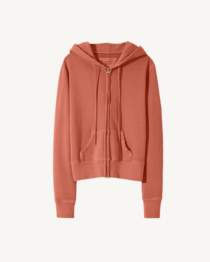 CALLIE ZIP UP HOODIE Cocoa Women Nili Lotan Knits and Sweaters