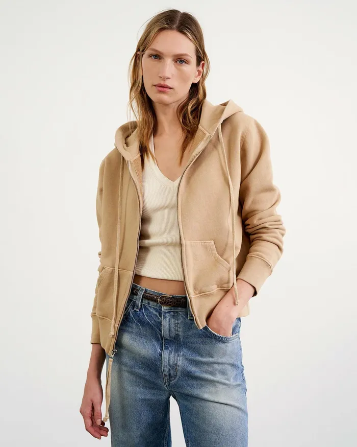 CALLIE ZIP UP HOODIE Cocoa Women Nili Lotan Knits and Sweaters