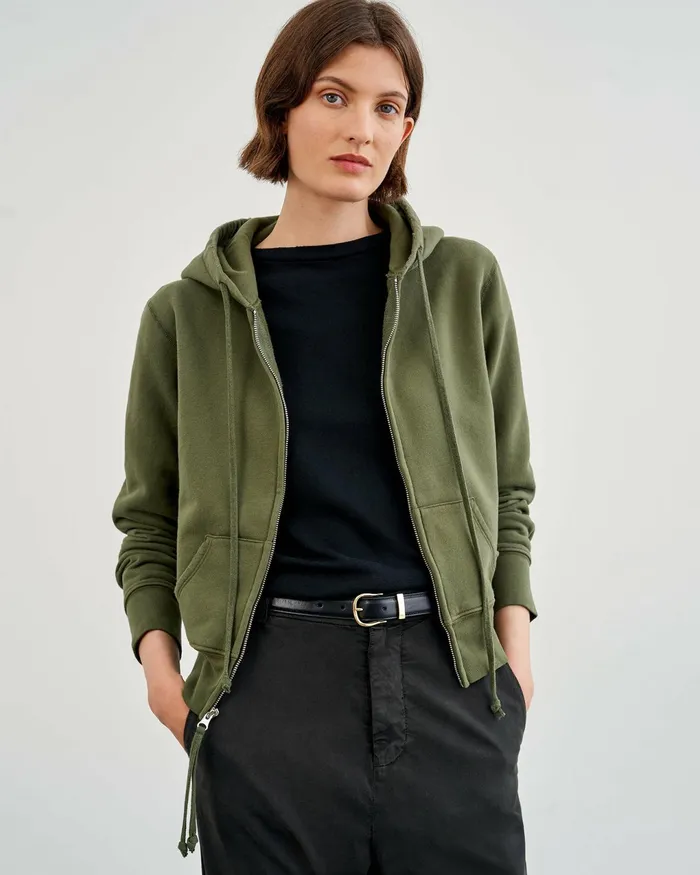 CALLIE ZIP UP HOODIE Cocoa Women Nili Lotan Knits and Sweaters