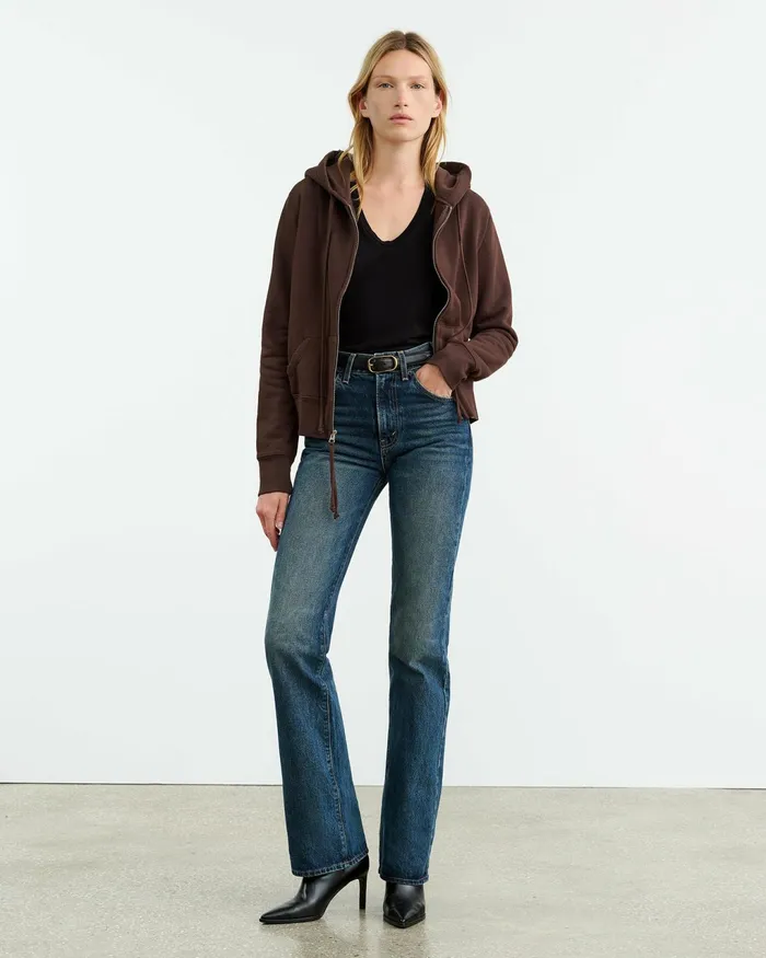CALLIE ZIP UP HOODIE Cocoa Women Nili Lotan Knits and Sweaters