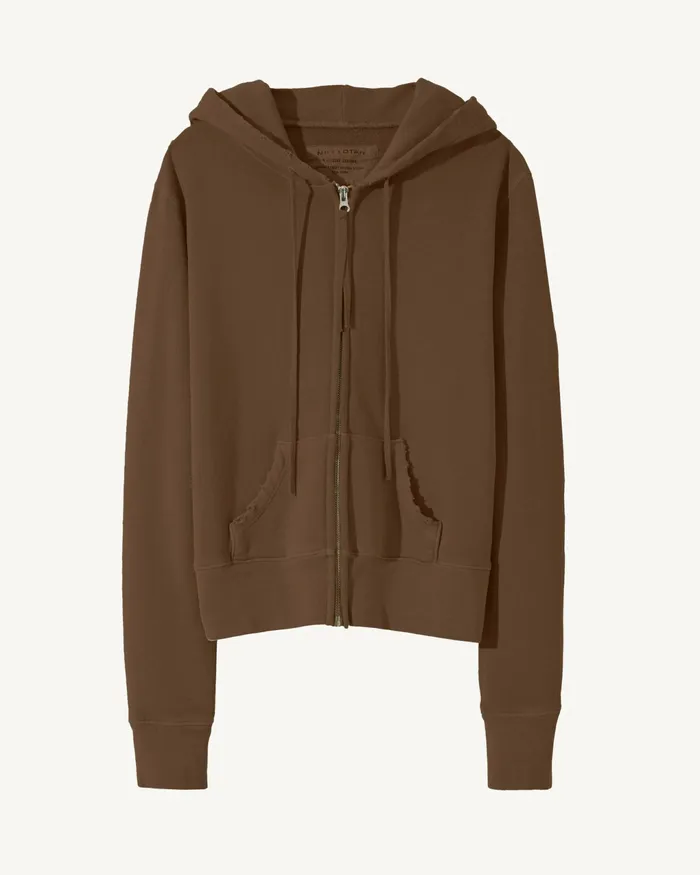 CALLIE ZIP UP HOODIE Cocoa Women Nili Lotan Knits and Sweaters