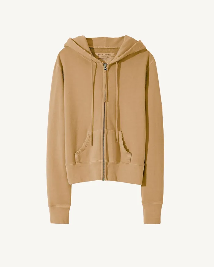 CALLIE ZIP UP HOODIE Cocoa Women Nili Lotan Knits and Sweaters