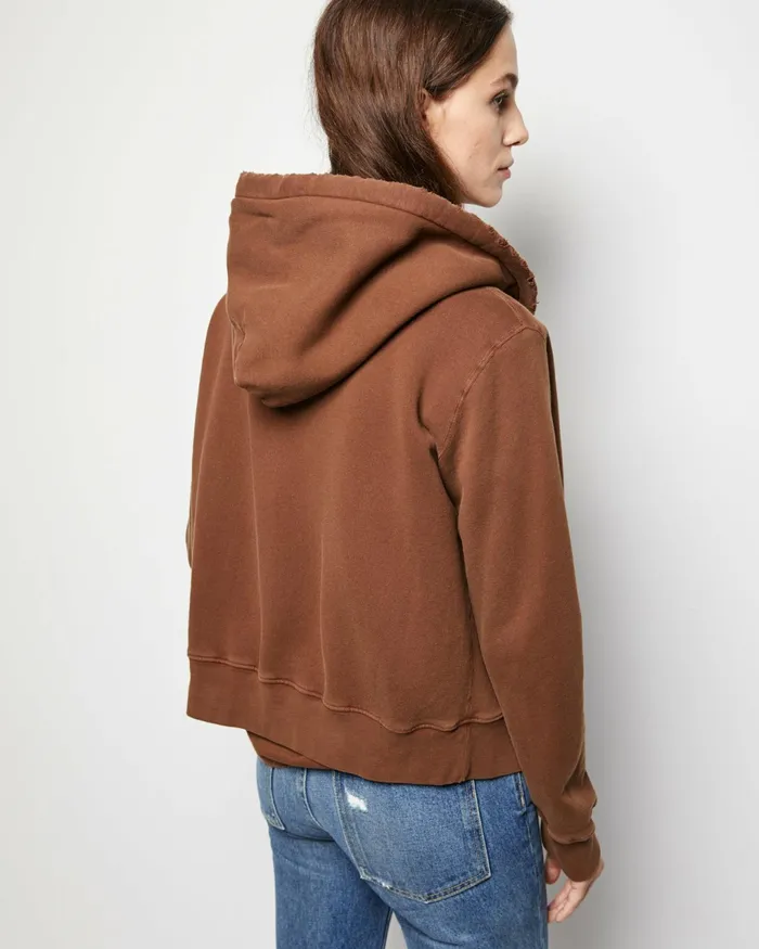 CALLIE ZIP UP HOODIE Cocoa Women Nili Lotan Knits and Sweaters
