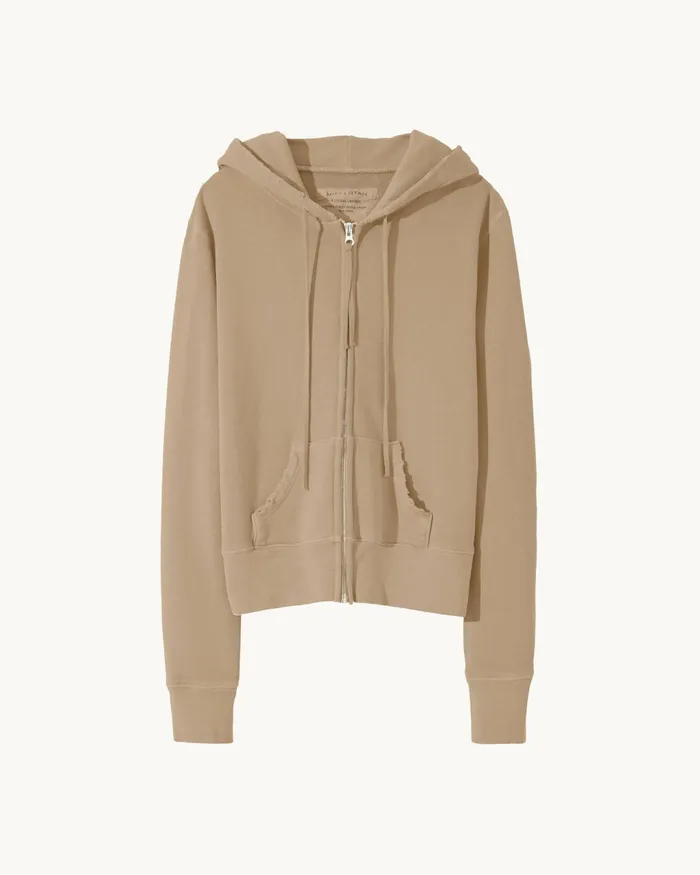 CALLIE ZIP UP HOODIE Cocoa Women Nili Lotan Knits and Sweaters