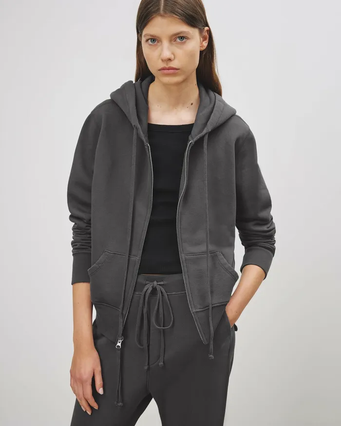 CALLIE ZIP UP HOODIE Cocoa Women Nili Lotan Knits and Sweaters