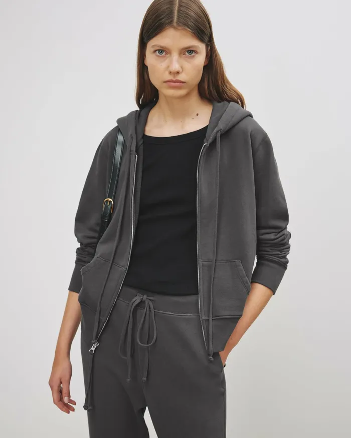 CALLIE ZIP UP HOODIE Cocoa Women Nili Lotan Knits and Sweaters