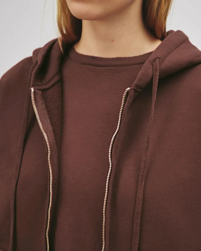 CALLIE ZIP UP HOODIE Cocoa Women Nili Lotan Knits and Sweaters