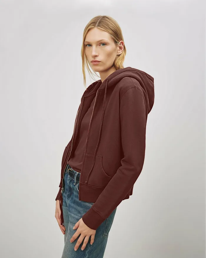 CALLIE ZIP UP HOODIE Cocoa Women Nili Lotan Knits and Sweaters