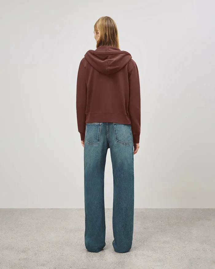 CALLIE ZIP UP HOODIE Cocoa Women Nili Lotan Knits and Sweaters