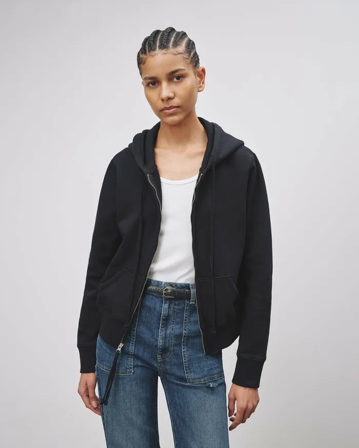 CALLIE ZIP UP HOODIE Cocoa Women Nili Lotan Knits and Sweaters