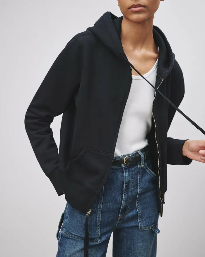 CALLIE ZIP UP HOODIE Cocoa Women Nili Lotan Knits and Sweaters