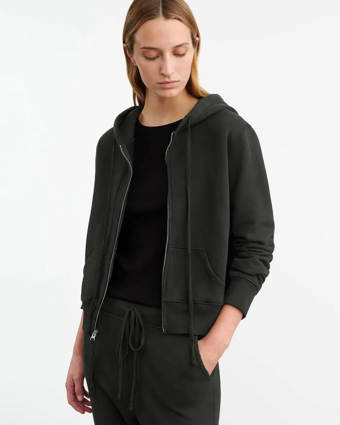 CALLIE ZIP UP HOODIE Cocoa Women Nili Lotan Knits and Sweaters