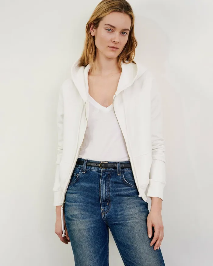CALLIE ZIP UP HOODIE Cocoa Women Nili Lotan Knits and Sweaters
