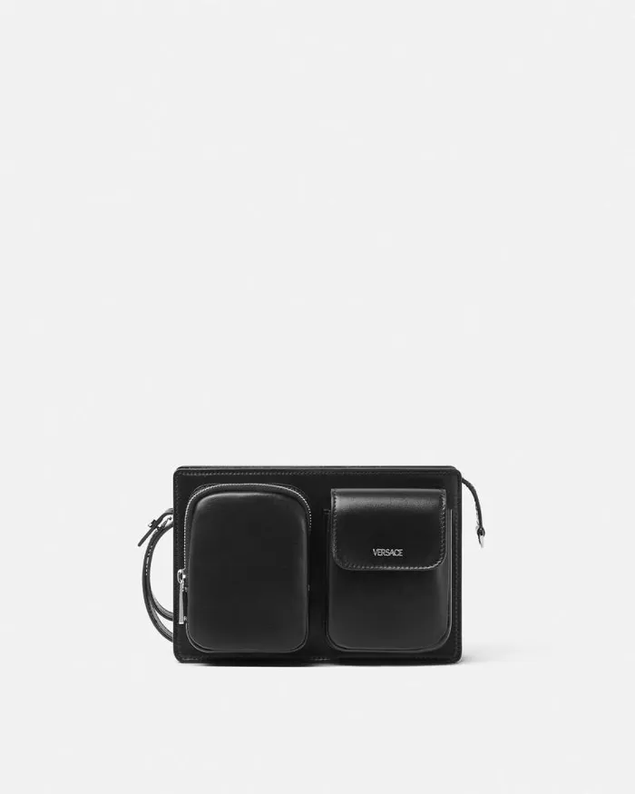 Cargo Pouch Blacksilver Men Versace Crossbody and Messengers