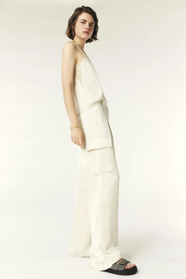 Cargo Style Pants Cary OffWhite Women Baandsh Pants and Jeans