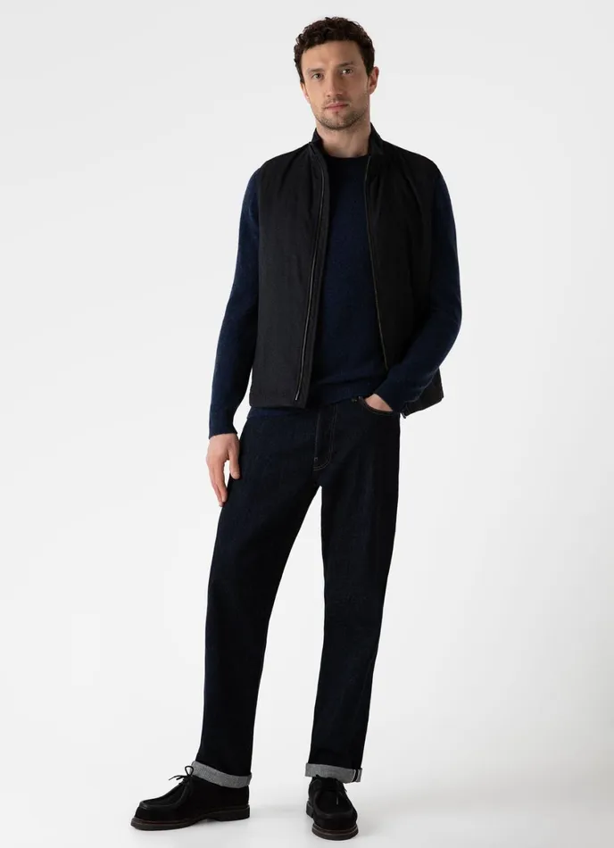 Cashmere Crew Neck Jumper Navy Melange Men SUNSPEL Knitwear