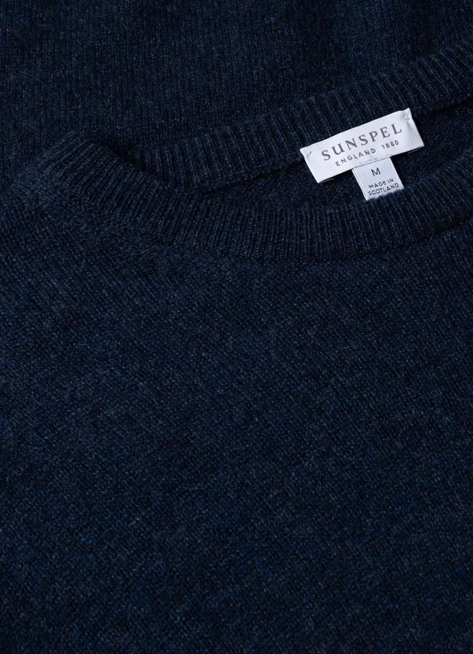 Cashmere Crew Neck Jumper Navy Melange Men SUNSPEL Knitwear