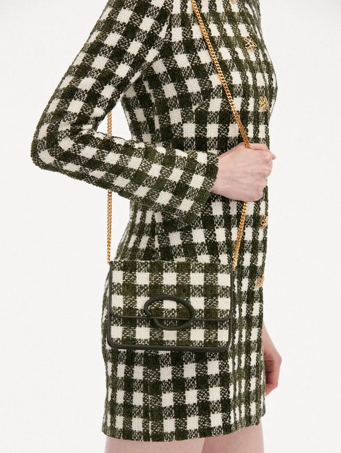 Chenille Check Tweed O Pochette Ivory Olive Women Oscar De La Renta Handbags Chenille Check Tweed O Pochette Ivory Olive Women Oscar De La Renta Handbags