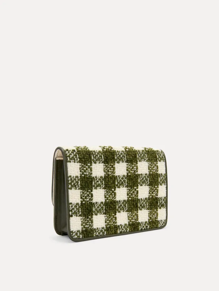Chenille Check Tweed O Pochette Ivory Olive Women Oscar De La Renta Handbags Chenille Check Tweed O Pochette Ivory Olive Women Oscar De La Renta Handbags