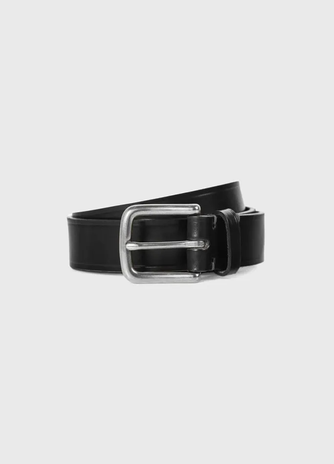 Chunky Leather Belt Black Men SUNSPEL Belts