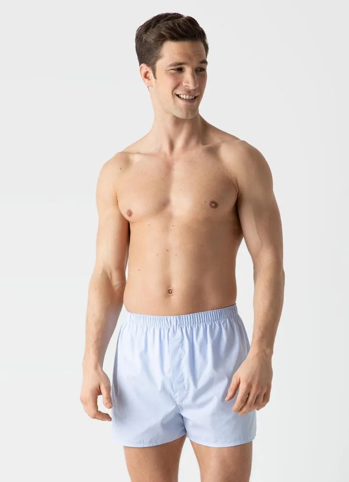 Classic Boxer Shorts Light Blue Micro Gingham Men SUNSPEL Boxer Shorts