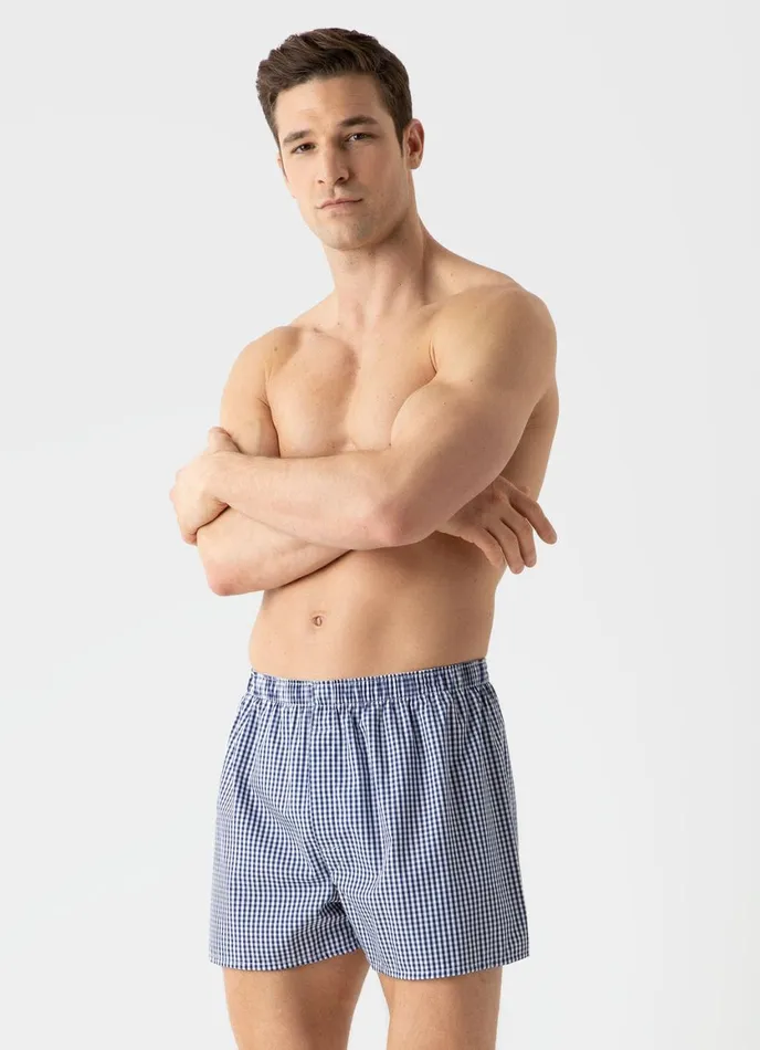 Classic Boxer Shorts Navy Gingham Men SUNSPEL Boxer Shorts