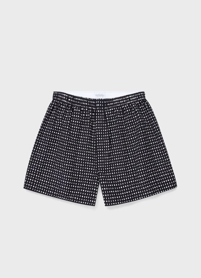 Classic Boxer Shorts Navywhite Leaf Print Men SUNSPEL Boxer Shorts