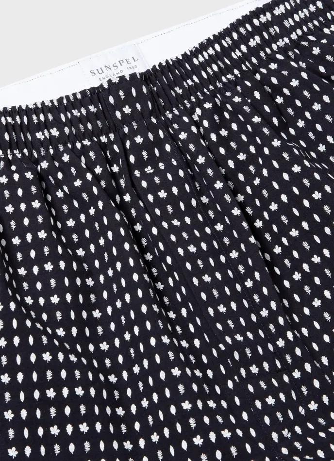 Classic Boxer Shorts Navywhite Leaf Print Men SUNSPEL Boxer Shorts