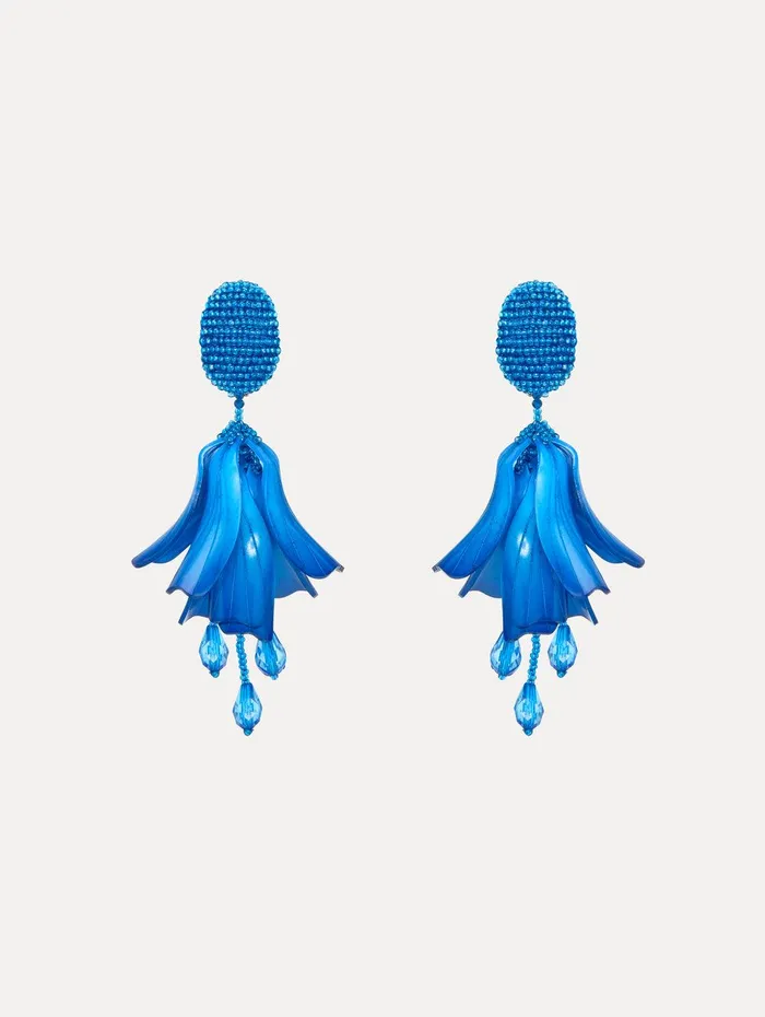 Classic Impatiens ClipOn Earrings Lapis Women Oscar De La Renta Earrings