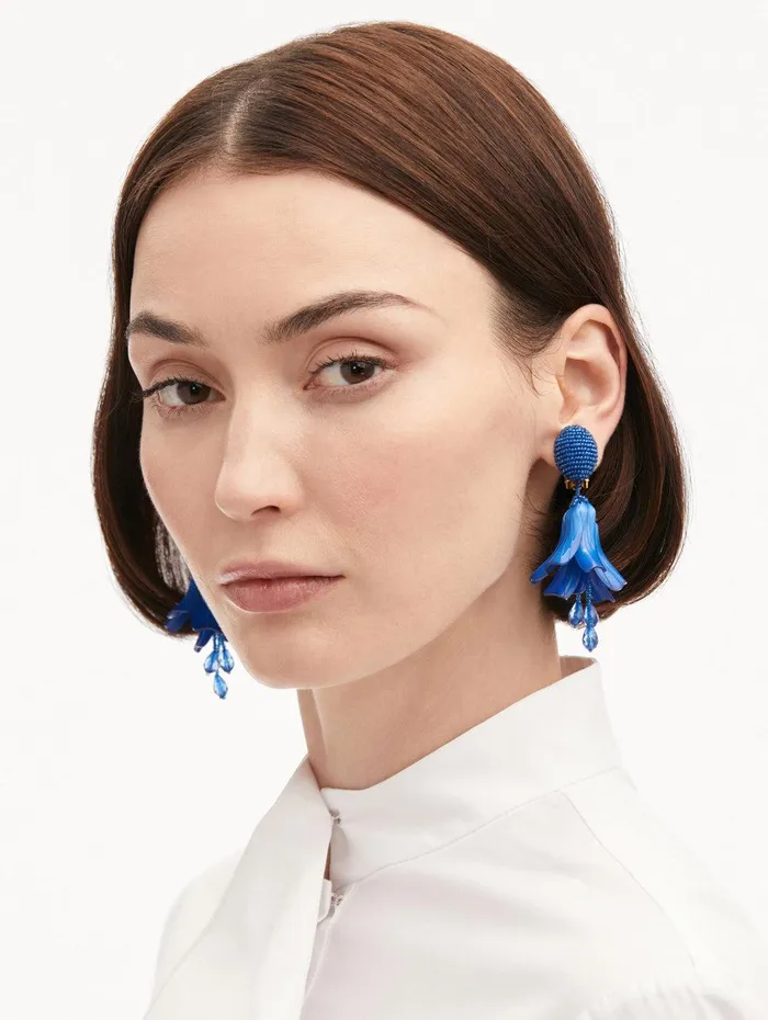 Classic Impatiens ClipOn Earrings Lapis Women Oscar De La Renta Earrings Classic Impatiens ClipOn Earrings Lapis Women Oscar De La Renta Earrings