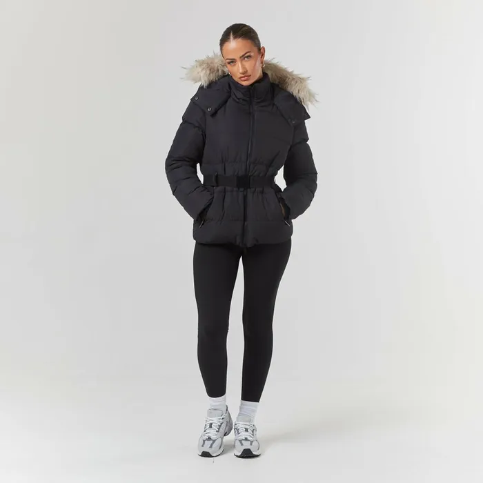 Closure London Belted Ski Jacket Black Women Coats and Jackets