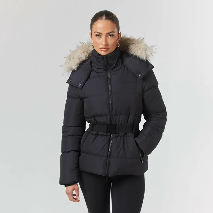 Closure London Belted Ski Jacket Black Women Coats and Jackets