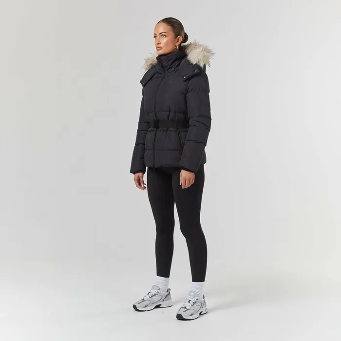 Closure London Belted Ski Jacket Black Women Coats and Jackets