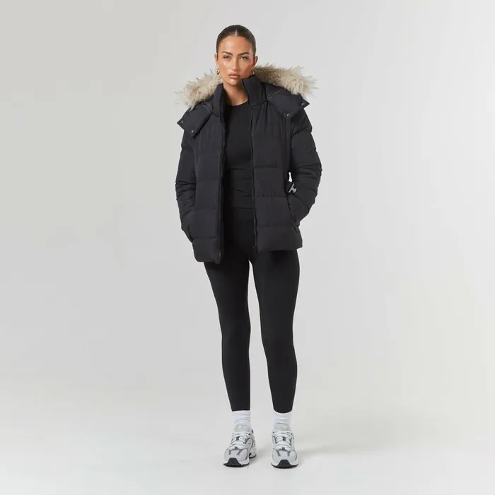 Closure London Belted Ski Jacket Black Women Coats and Jackets